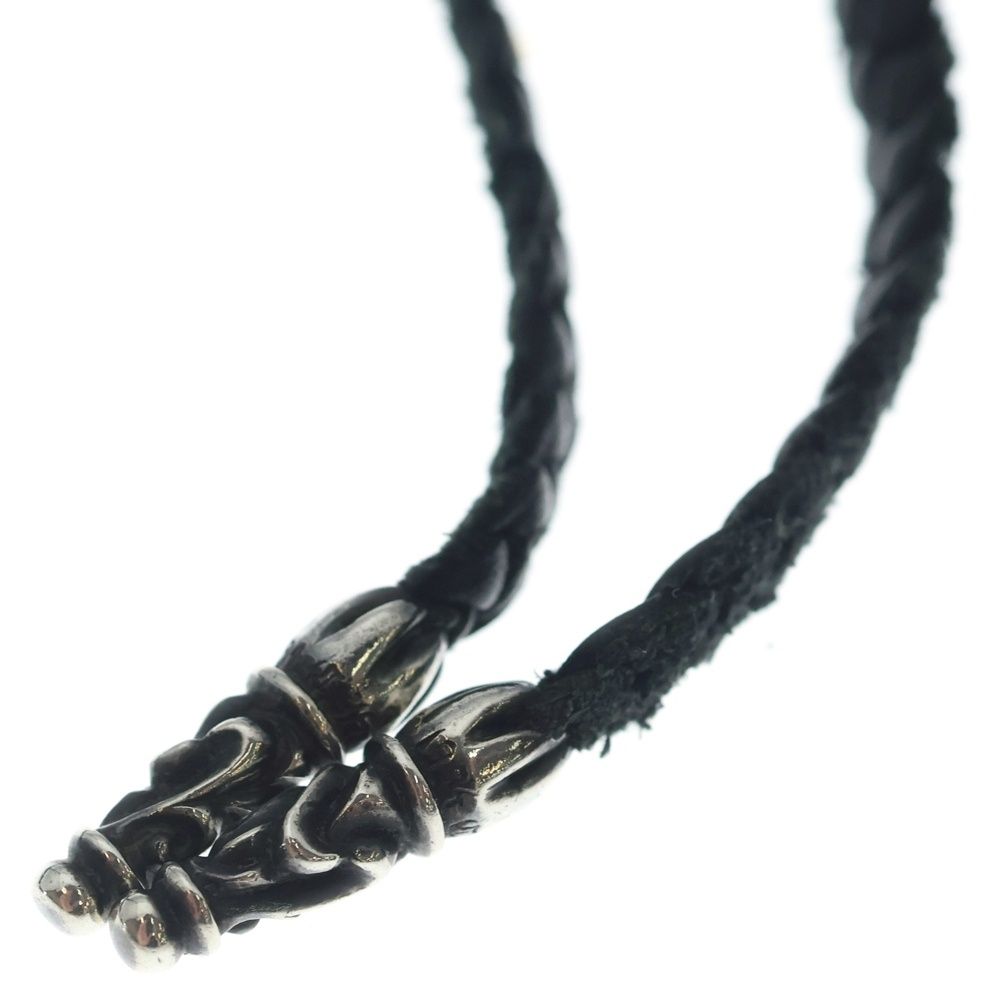 Chrome Hearts Leather Braid Scroll Necklace Black Silver — view 4