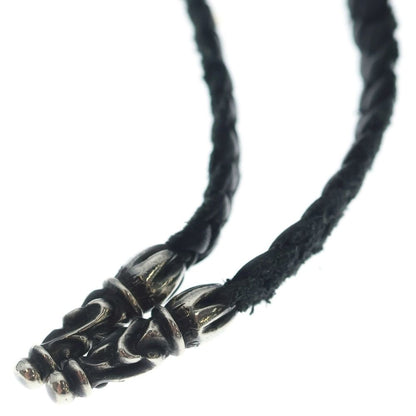 Chrome Hearts Leather Braid Scroll Necklace Black Silver — view 4