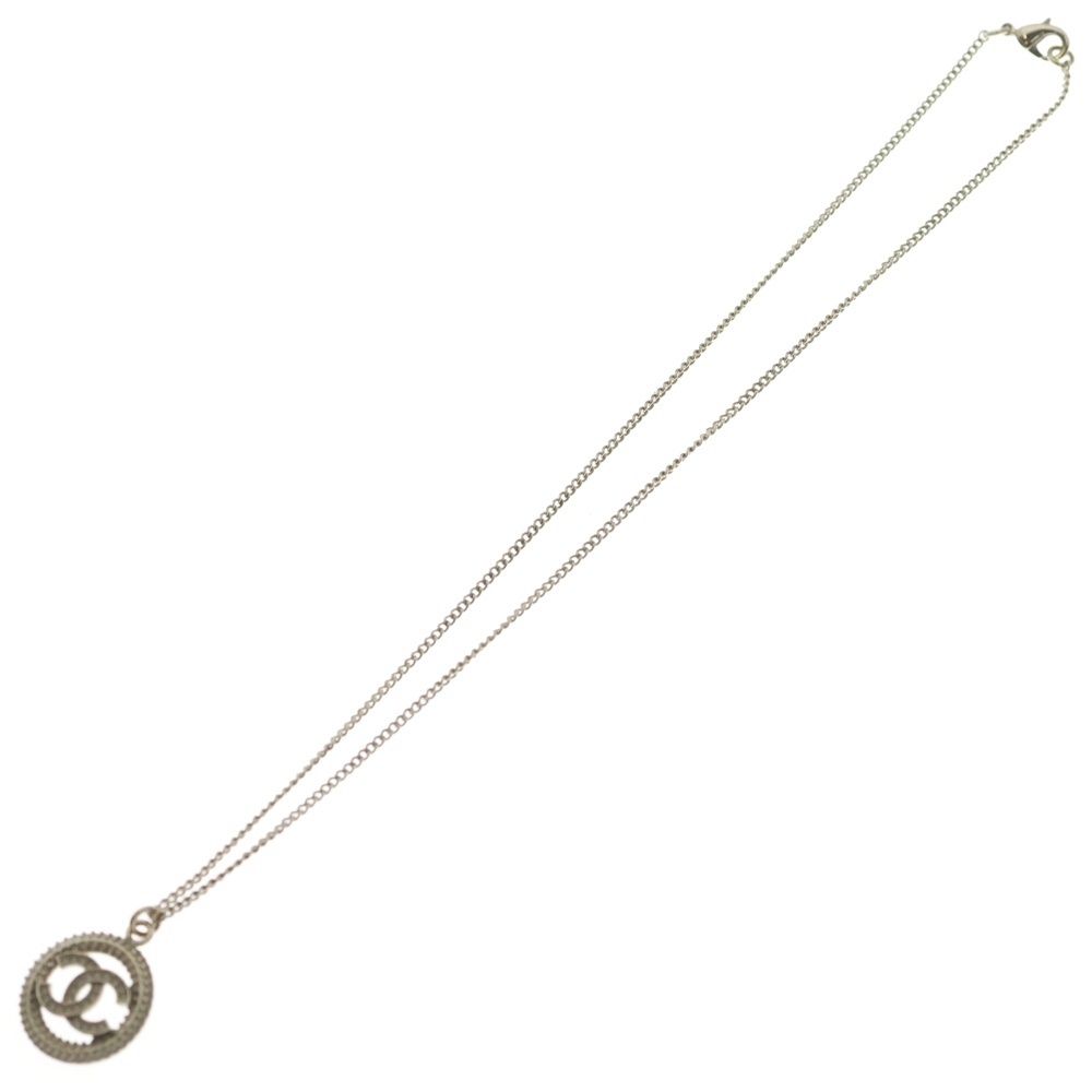 Chanel CC Logo Circle Line Stone Necklace Pendant Chain Gold — view 2