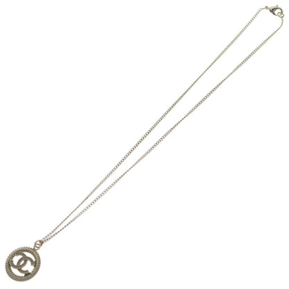 Chanel CC Logo Circle Line Stone Necklace Pendant Chain Gold — view 2