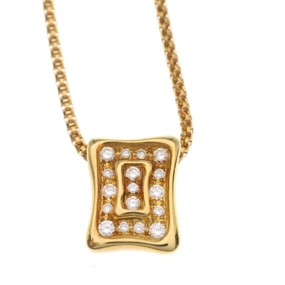 Celine Pave Diamond Necklace 18k YG Yellow Gold Pendant — view 3