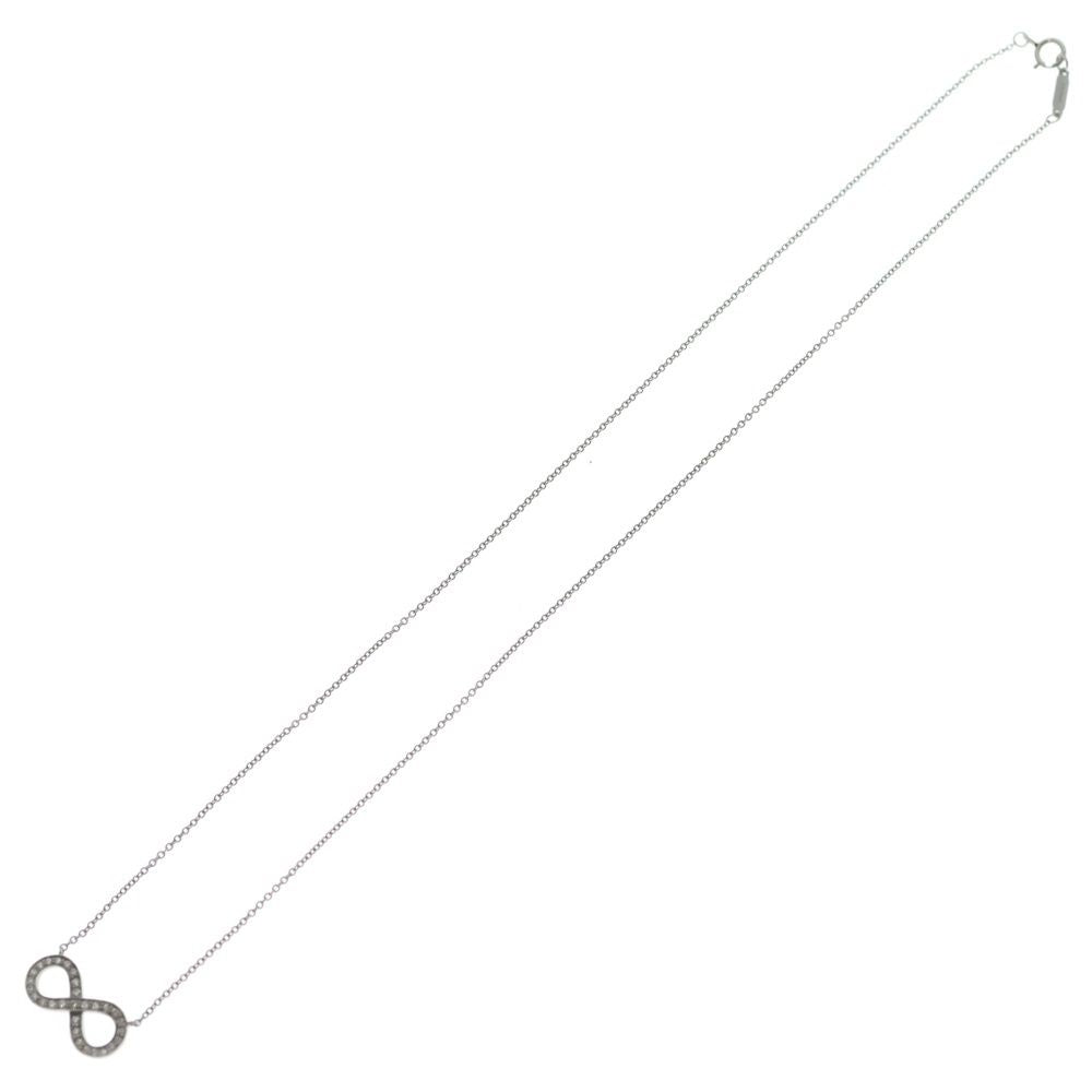 Tiffany & Co Infinity Diamond Necklace Pendant Chain Silver — view 2