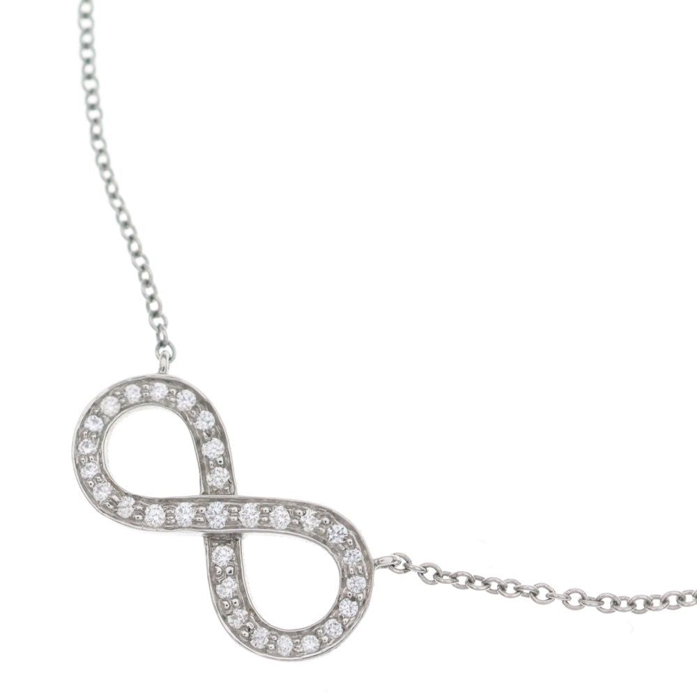 Tiffany & Co Infinity Diamond Necklace Pendant Chain Silver