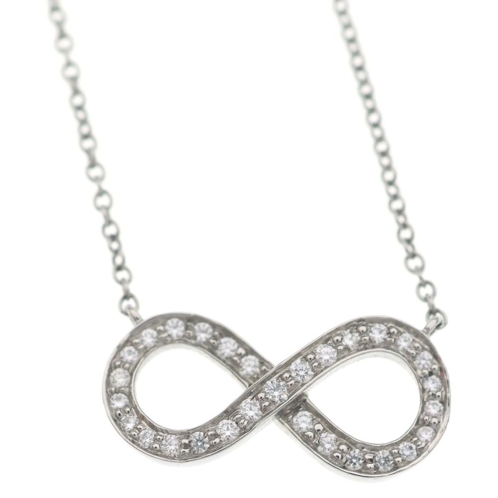 Tiffany & Co Infinity Diamond Necklace Pendant Chain Silver — view 3