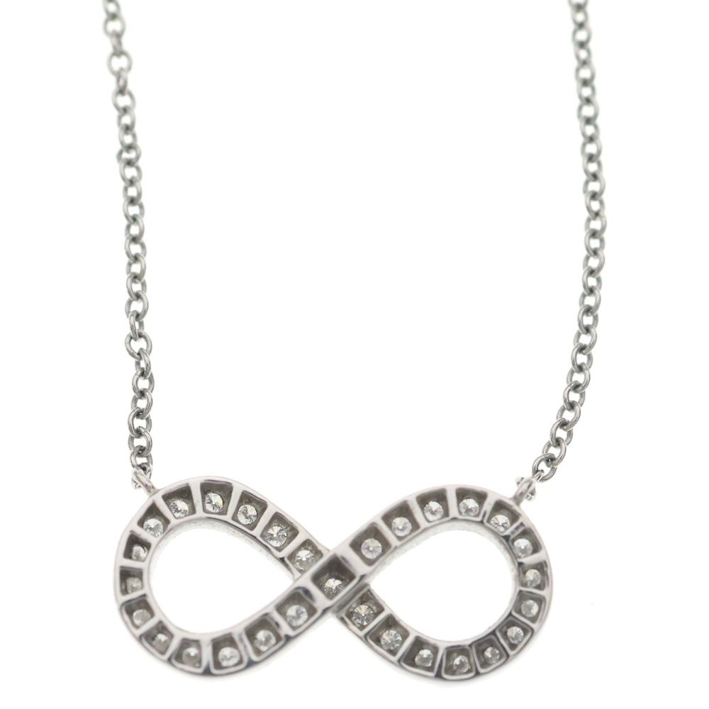 Tiffany & Co Infinity Diamond Necklace Pendant Chain Silver — view 6
