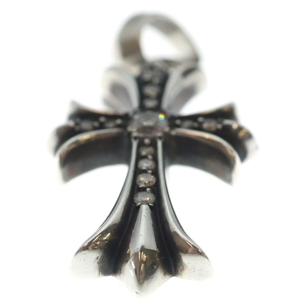 Chrome Hearts CH Crs Sml Bale P D Small CH Cross Pave Diamond Silver Necklace — view 5