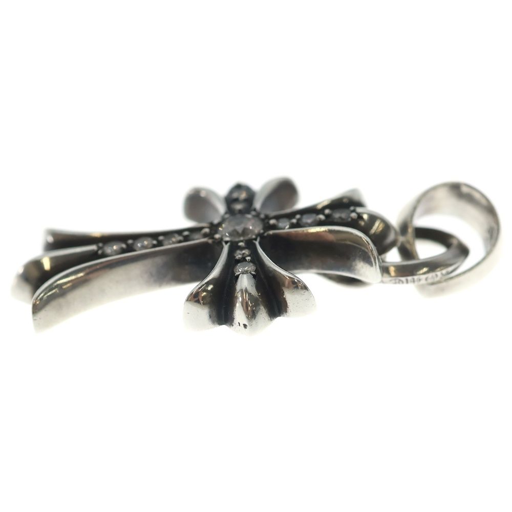 Chrome Hearts CH Crs Sml Bale P D Small CH Cross Pave Diamond Silver Necklace — view 3