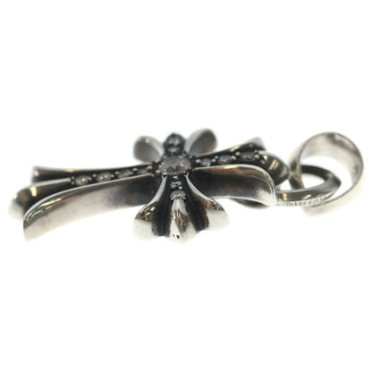 Chrome Hearts CH Crs Sml Bale P D Small CH Cross Pave Diamond Silver Necklace — view 3