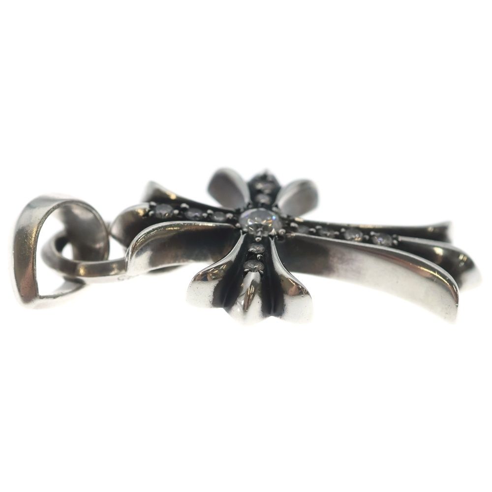 Chrome Hearts CH Crs Sml Bale P D Small CH Cross Pave Diamond Silver Necklace — view 4