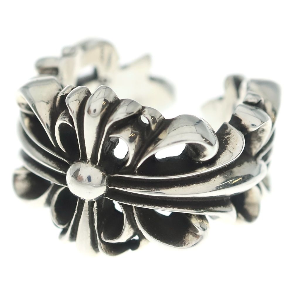 Chrome Hearts Dbl Flrl Crs Double Floral Cross Ring Silver