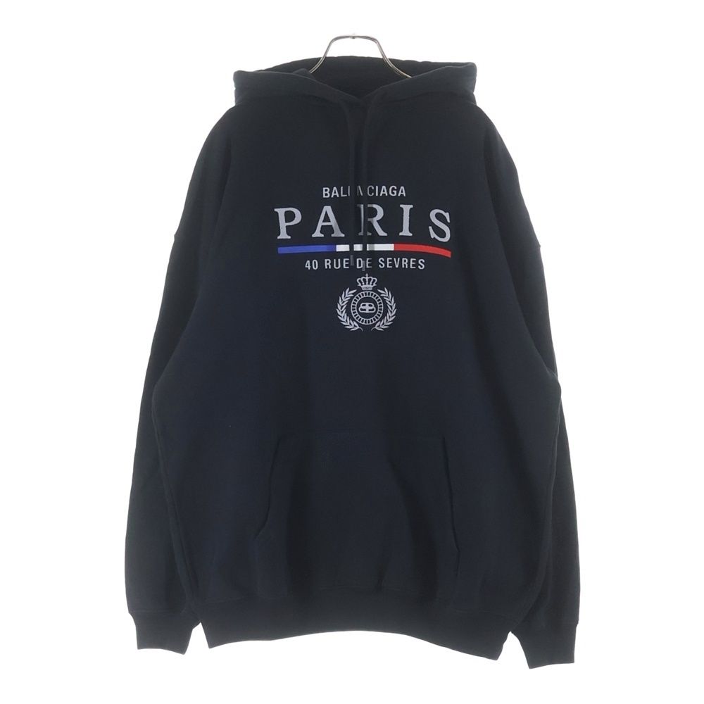 Balenciaga Paris Logo Embroidery Pullover Sweatshirt Hoodie Black