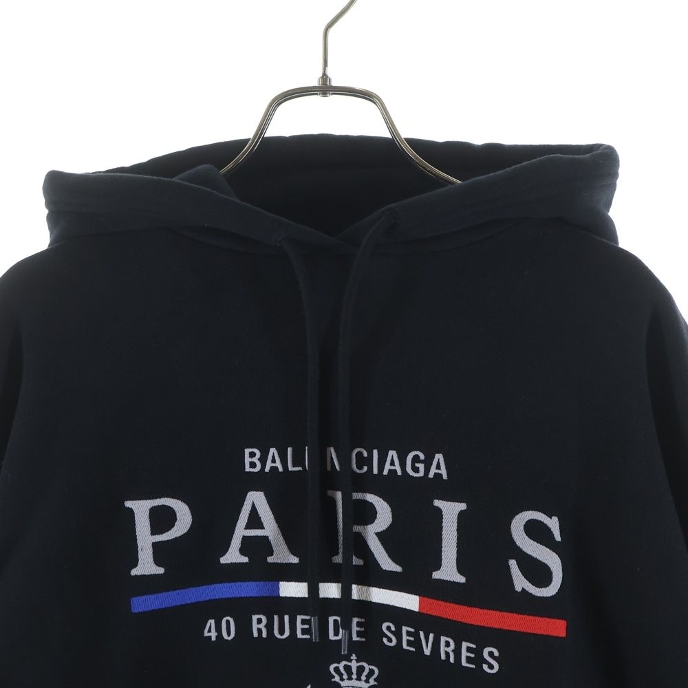 Balenciaga Paris Logo Embroidery Pullover Sweatshirt Hoodie Black — view 3