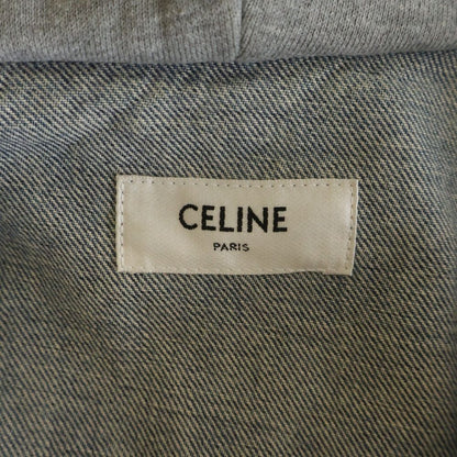 Celine Logo Printed Hood Trucker Denim Jacket Indigo — view 7