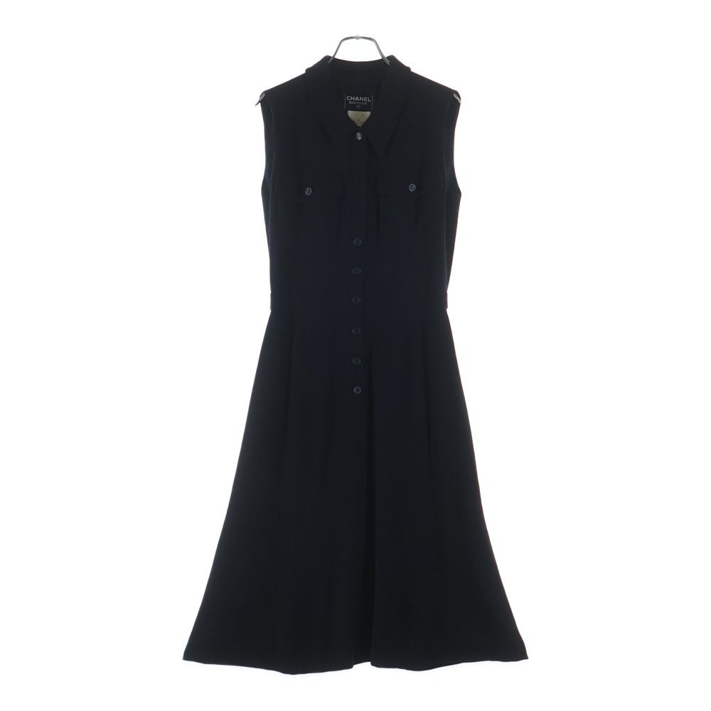 Chanel 96c Cruise Collection Wool Sleeve Long Dress Navy