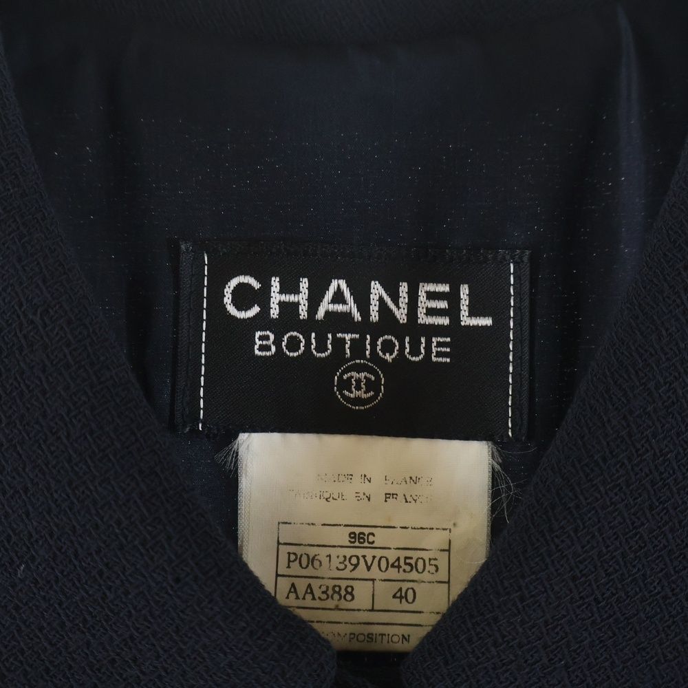 Chanel 96c Cruise Collection Wool Sleeve Long Dress Navy — view 8