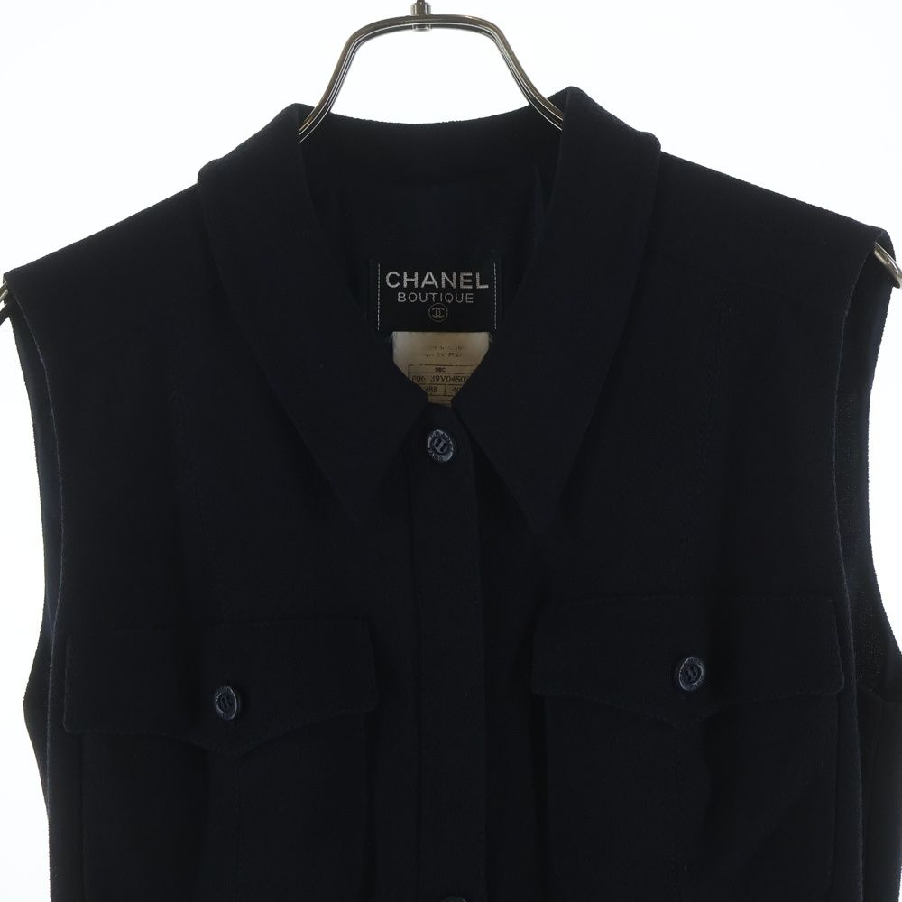 Chanel 96c Cruise Collection Wool Sleeve Long Dress Navy — view 3