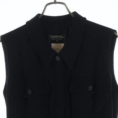 Chanel 96c Cruise Collection Wool Sleeve Long Dress Navy — view 3