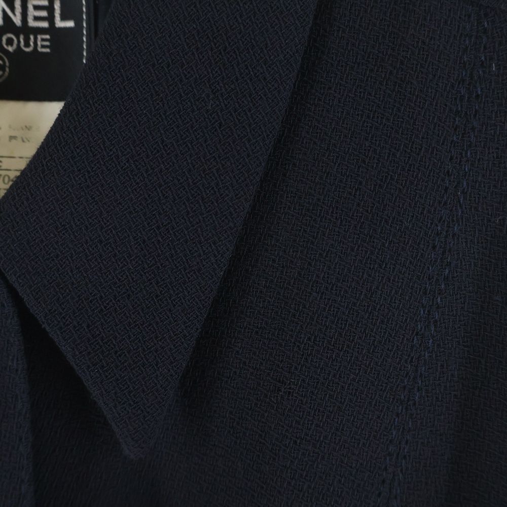 Chanel 96c Cruise Collection Wool Sleeve Long Dress Navy — view 5