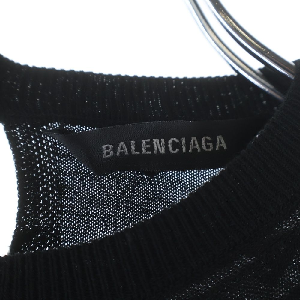 Balenciaga All Over Logo All Print Cotton Knit Top Black Sweater — view 6