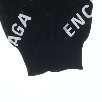 Balenciaga All Over Logo All Print Cotton Knit Top Black Sweater — view 5