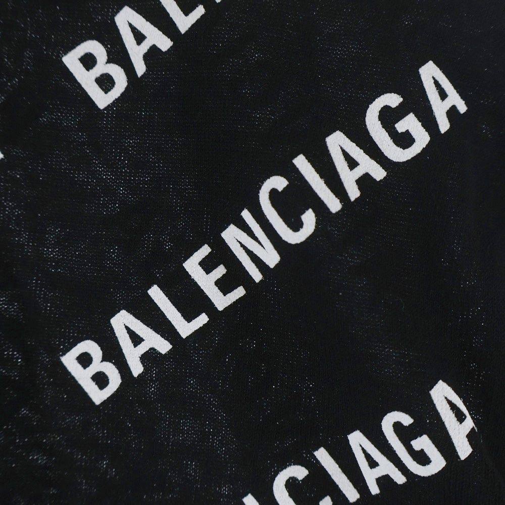Balenciaga All Over Logo All Print Cotton Knit Top Black Sweater — view 4
