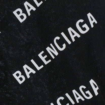 Balenciaga All Over Logo All Print Cotton Knit Top Black Sweater — view 4