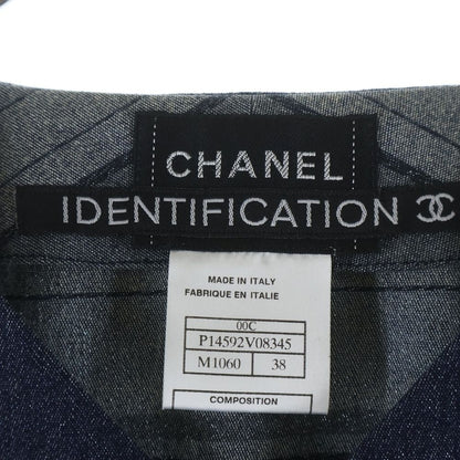 Chanel 00c Cruise Collection Identification Lame Denim Zip Up Jacket Indigo — view 7