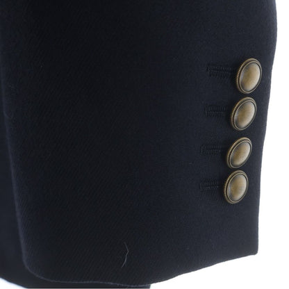 Saint Laurent Paris Narrow Peak Lapel Wool Tailored Jacket Navy — view 5