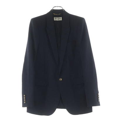 Saint Laurent Paris Narrow Peak Lapel Wool Tailored Jacket Navy