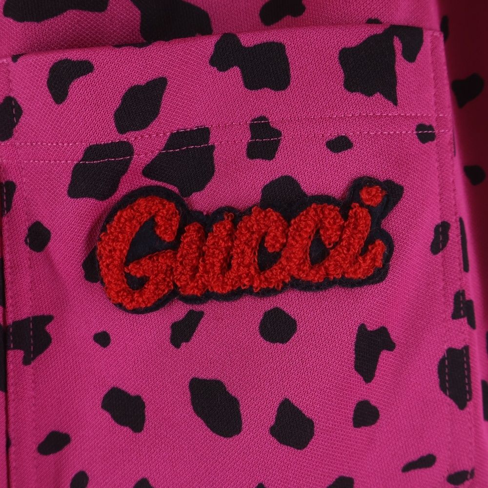 Gucci Mlb Animal Print Jersey Jogger All Over Back Pocket Logo Pants Pink — view 5