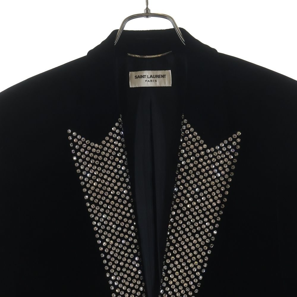 Saint Laurent Paris Swarovski Studs Smoking Jacket Black — view 3