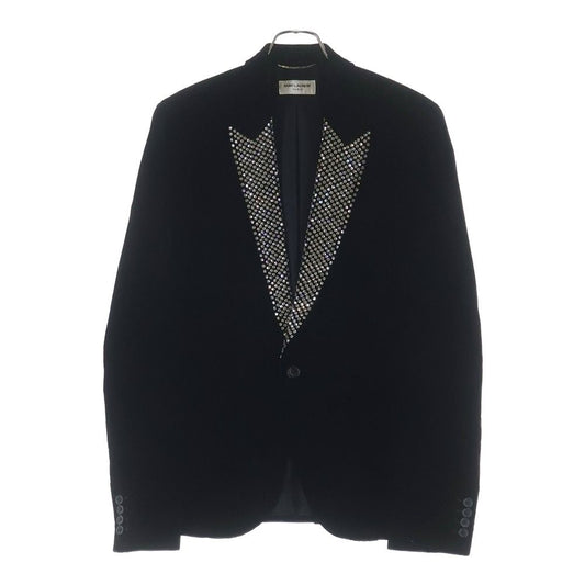 Saint Laurent Paris Swarovski Studs Smoking Jacket Black