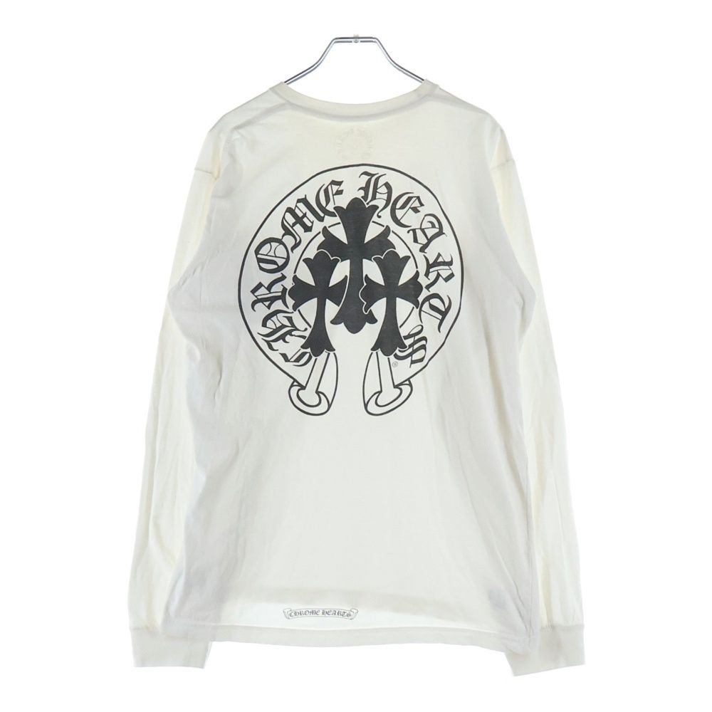 Chrome Hearts Horseshoe L S Tee 3 Cross Print Long Sleeve T-Shirt White