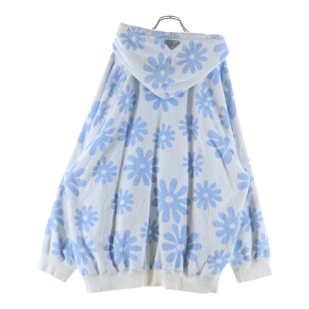 Prada Flower All Over Pattern Pile Jacquard Terry Cloth Pullover Hoodie Light — view 2