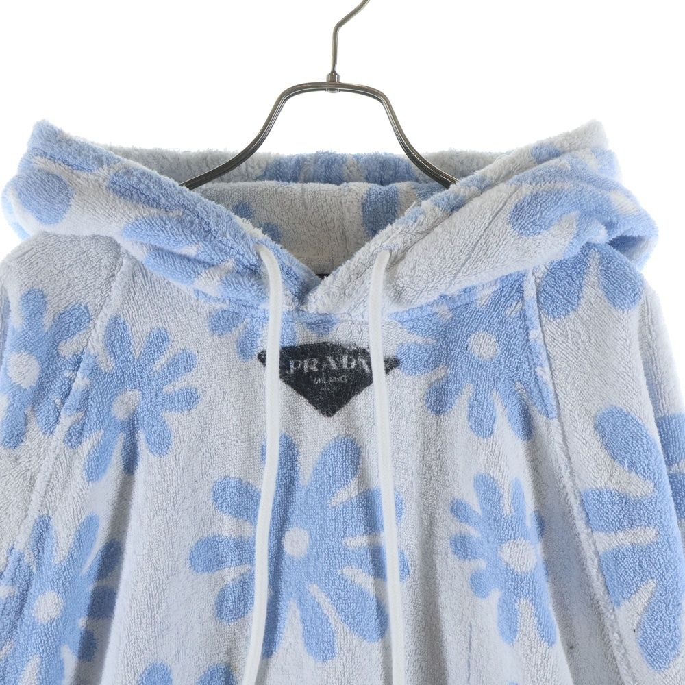 Prada Flower All Over Pattern Pile Jacquard Terry Cloth Pullover Hoodie Light — view 3