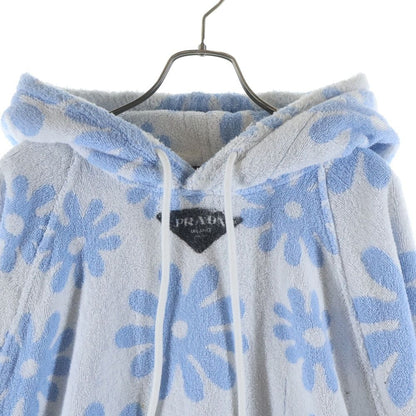 Prada Flower All Over Pattern Pile Jacquard Terry Cloth Pullover Hoodie Light — view 3