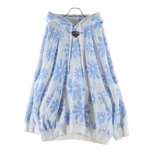 Prada Flower All Over Pattern Pile Jacquard Terry Cloth Pullover Hoodie Light