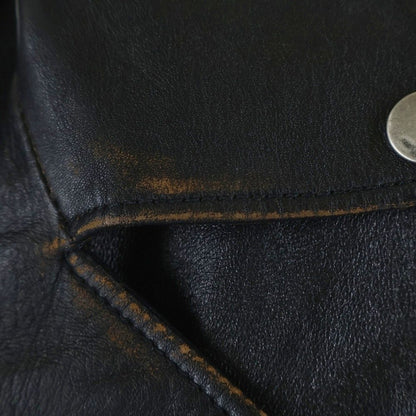 Saint Laurent Paris Distressed Lambskin Double Rider's Jacket Black — view 4