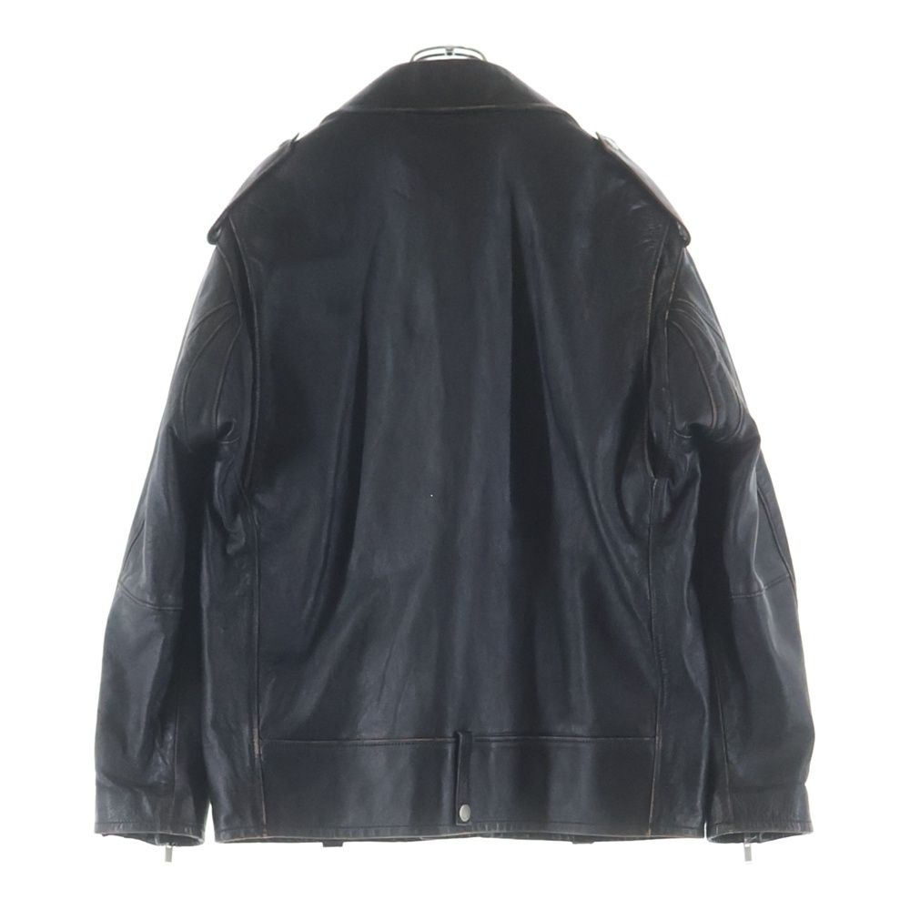Saint Laurent Paris Distressed Lambskin Double Rider's Jacket Black — view 2