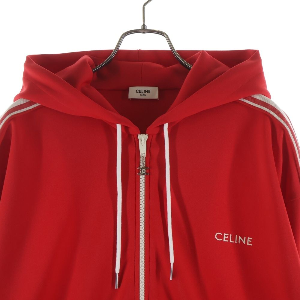 Celine Triomphe Tracks Zip Up Jacket Red — view 3
