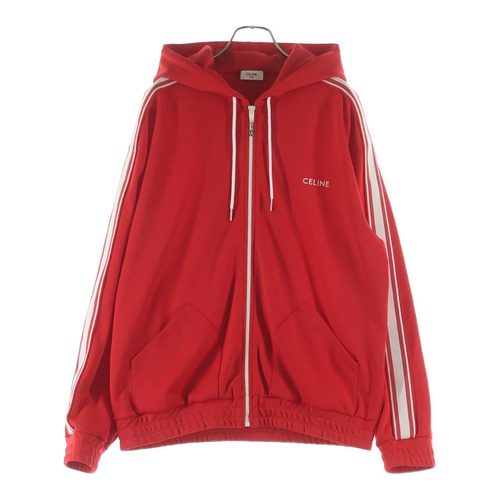 Celine Triomphe Tracks Zip Up Jacket Red
