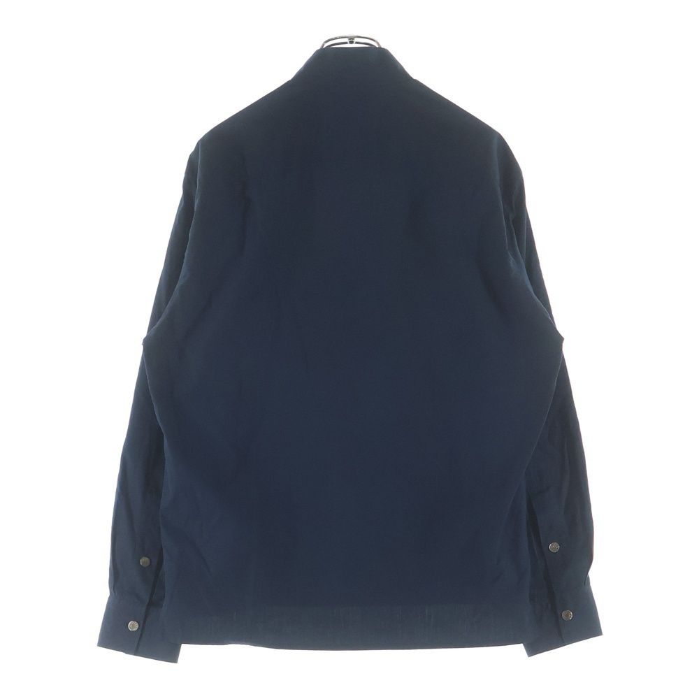 Hermes Stand Collar Half Zip Series Button Long Sleeve Shirt Navy — view 2