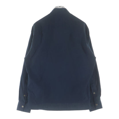 Hermes Stand Collar Half Zip Series Button Long Sleeve Shirt Navy — view 2