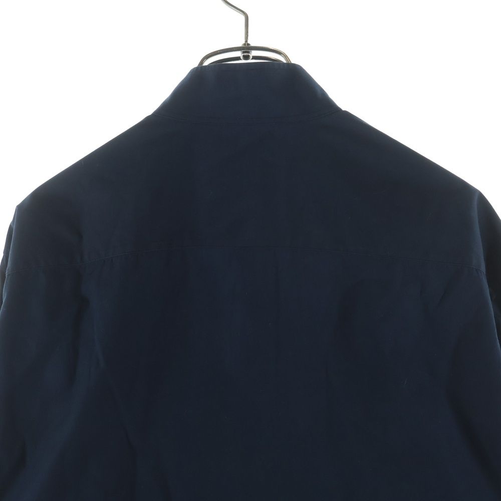 Hermes Stand Collar Half Zip Series Button Long Sleeve Shirt Navy — view 4