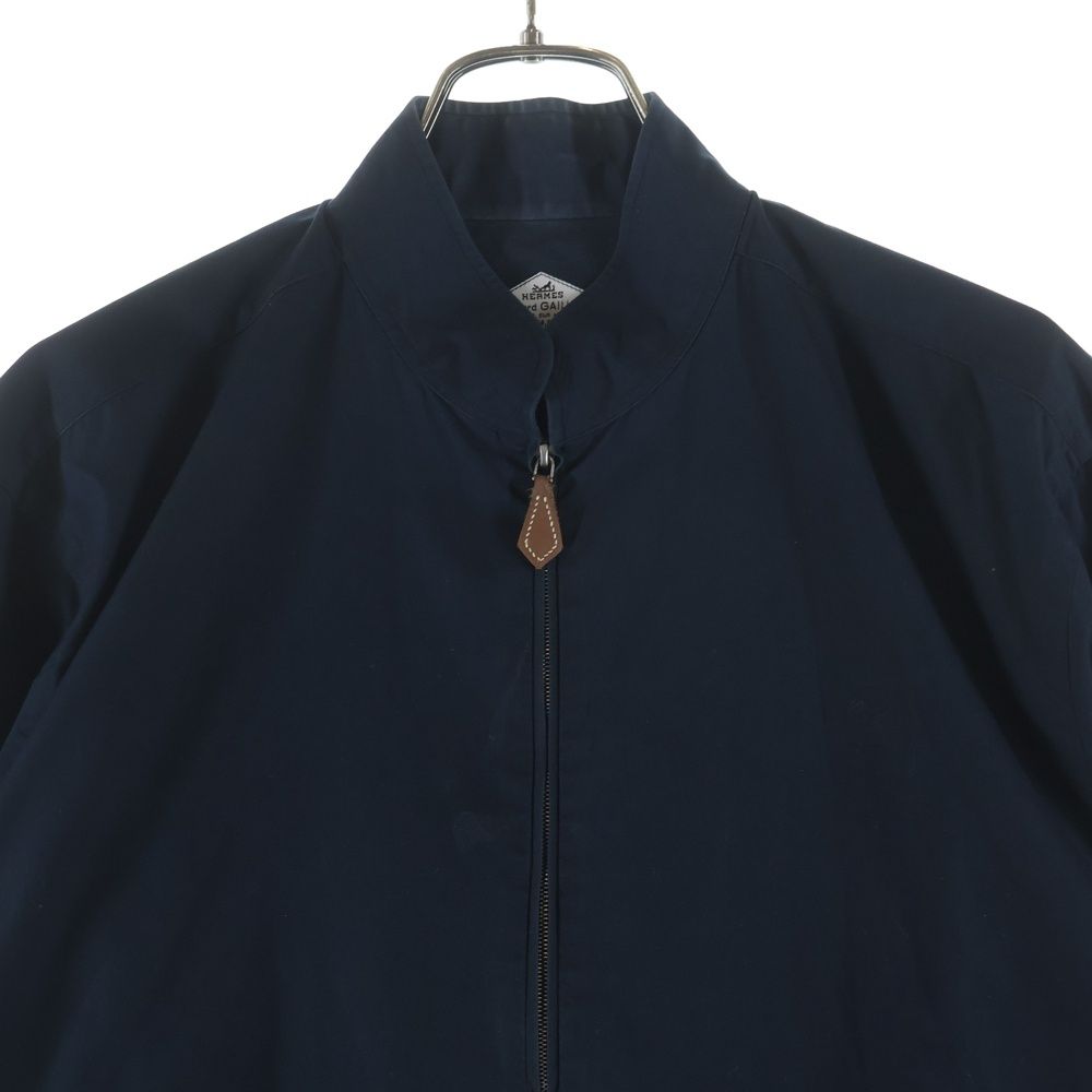Hermes Stand Collar Half Zip Series Button Long Sleeve Shirt Navy — view 3