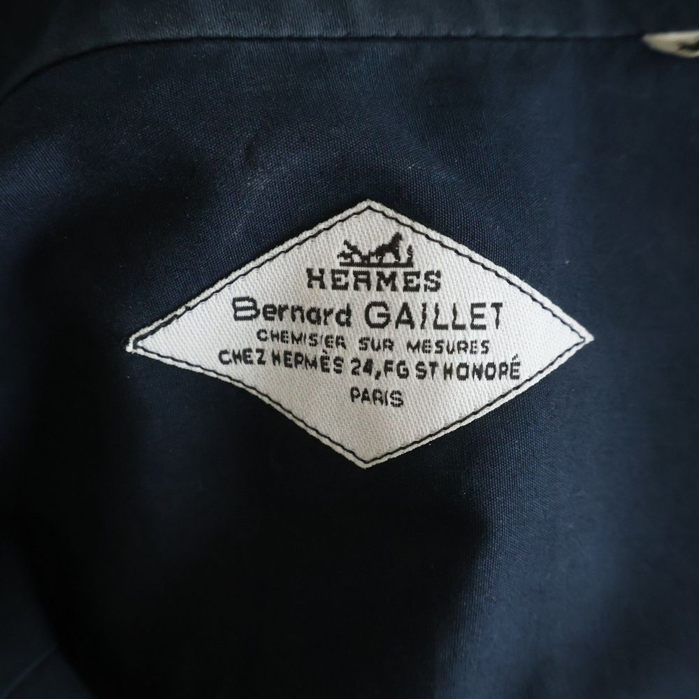 Hermes Stand Collar Half Zip Series Button Long Sleeve Shirt Navy — view 7