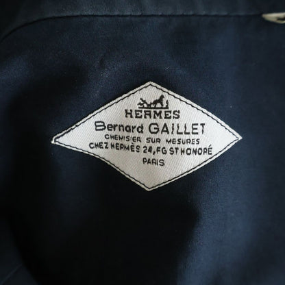 Hermes Stand Collar Half Zip Series Button Long Sleeve Shirt Navy — view 7