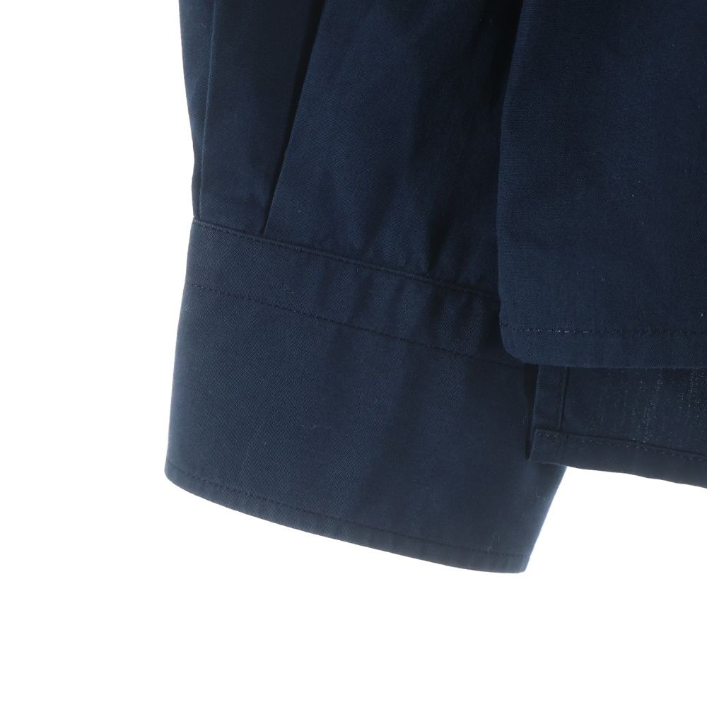 Hermes Stand Collar Half Zip Series Button Long Sleeve Shirt Navy — view 6