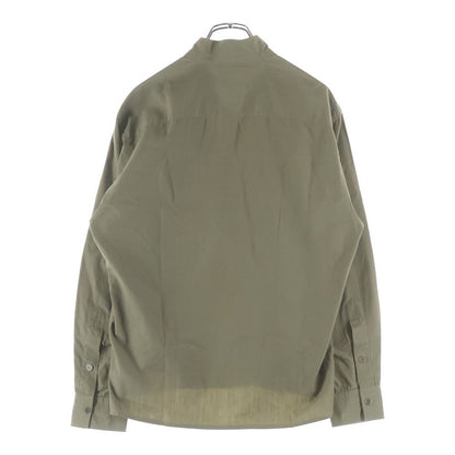Hermes Stand Collar Half Zip Series Button Long Sleeve Shirt Khaki — view 2
