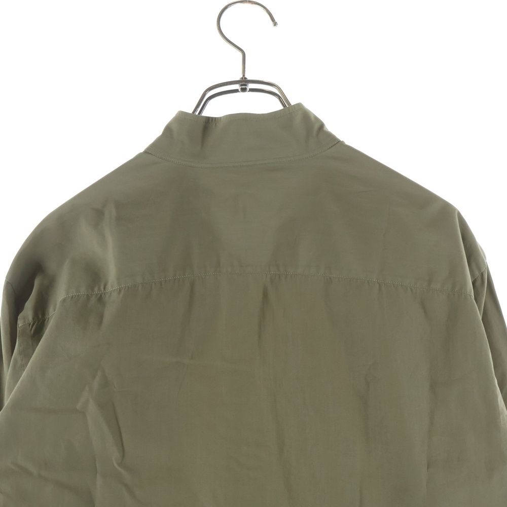 Hermes Stand Collar Half Zip Series Button Long Sleeve Shirt Khaki — view 3